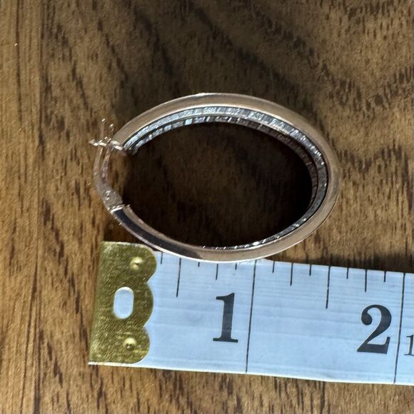 Vtg MILOR 925 Sterling Silver Gold Tone Hoop Earrings 1.5” Italy Sparkly Oval - Picture 10 of 10
